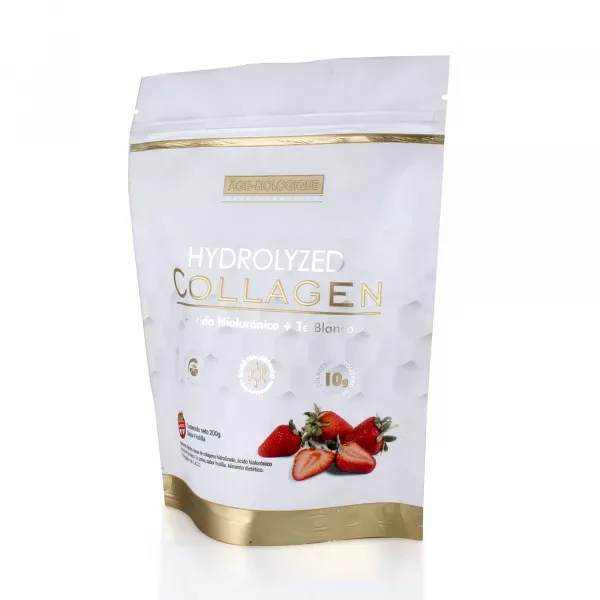 Colageno Hydrolized + Ac. Hialuronico + Te Blanco + Vit C x 200 grs Frutilla
